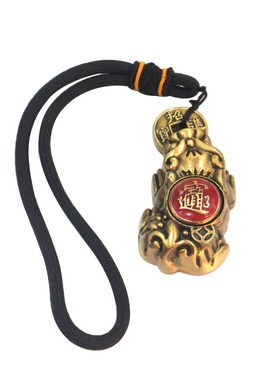 黄铜实心招财咬钱貔貅手把件招财进宝文玩中式车载吊坠黄铜工艺品