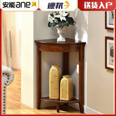 墙角置物架三角架子靠墙实木花盆架两层拐角三角形客厅扇形转角架