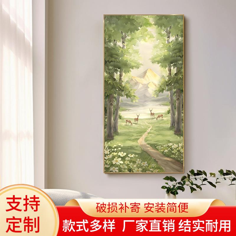 玄关装饰画现代简约奶油风客厅走廊过道壁画样板间小清新晶瓷挂画