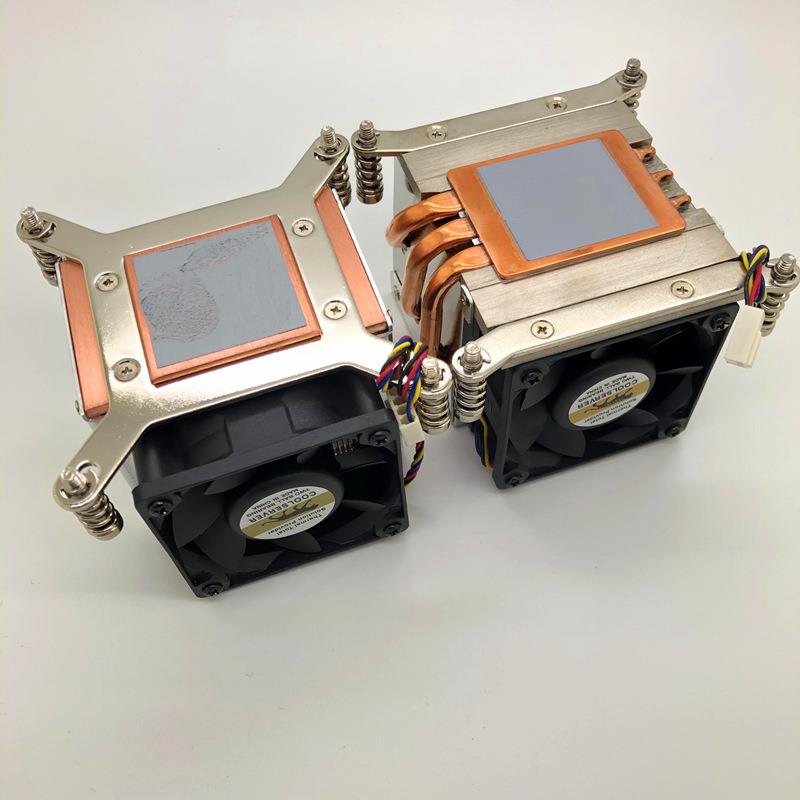 铜管电脑2U服务器CPU散热器 775/115X/1366/2011平台散热风扇侧吹