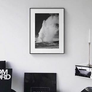安塞尔亚当斯风景黑白摄影作品挂画小众艺术家装饰画现代美式壁画