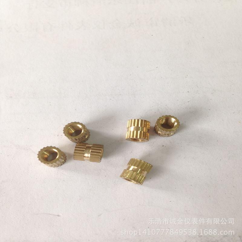 m4×8盲孔单通注塑铜嵌件 铜镶件 滚花铜螺母 铜卡件厂价现货