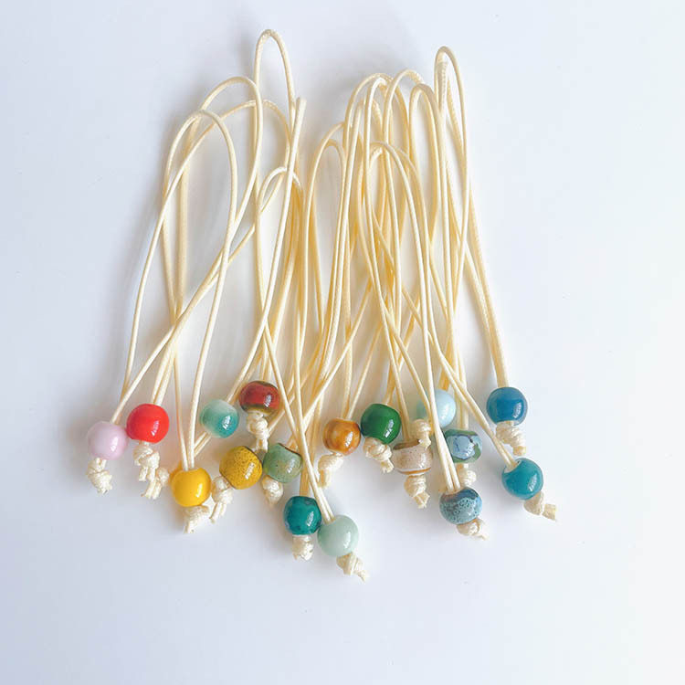 复古国潮风陶瓷小串珠流苏书签吊坠扇子挂饰配件手工diy材料包8m