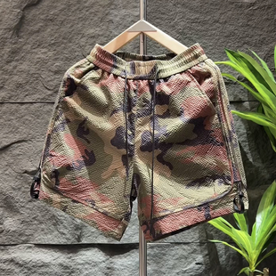 男时尚 短裤 提花沙滩裤 夏季 潮牌薄款 宽松百搭外穿五分裤 迷彩工装