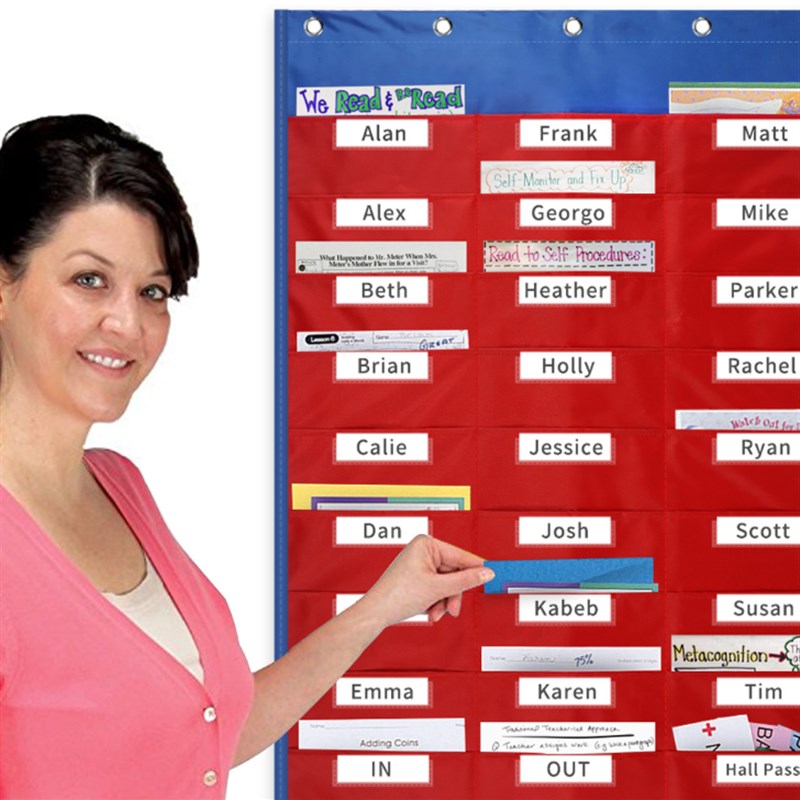 教室英文培训机构学生签到任务分配值日生文件作业收纳挂袋27口袋