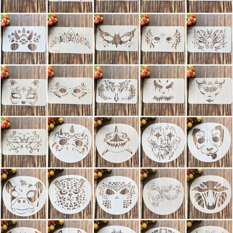 面部彩妆绘画模板塑料镂空漏印板 DIY手绘涂鸦喷涂模花边尺文具