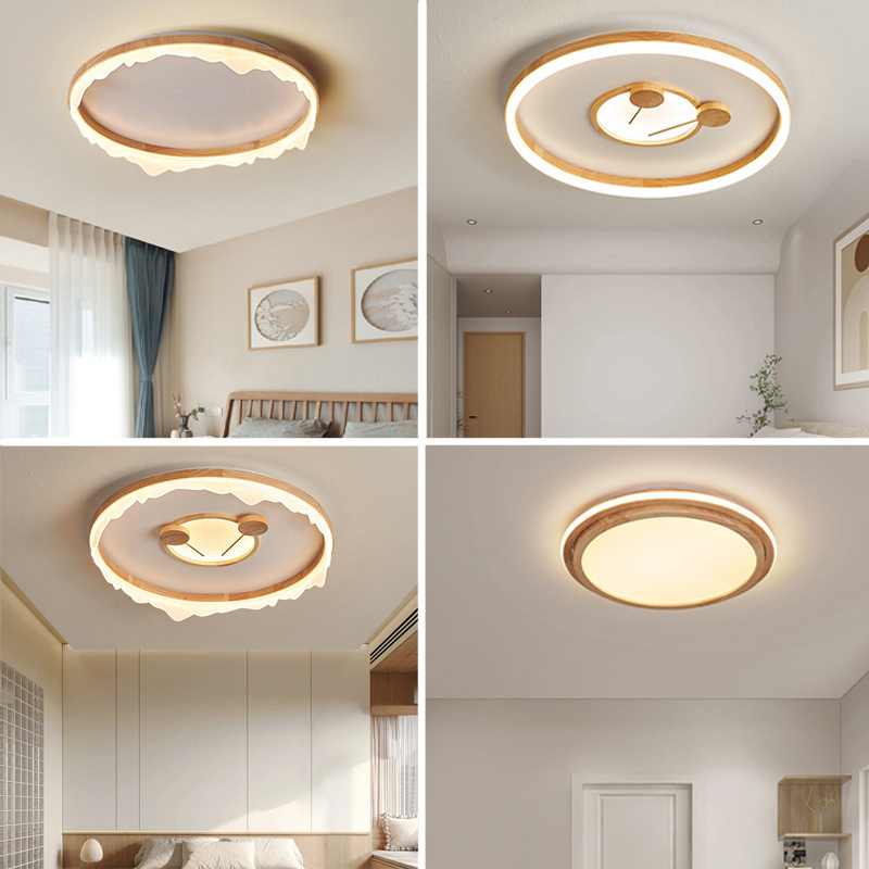 北欧吸顶灯led超薄极简日式原木质奶油风客餐厅家用卧室房间灯具
