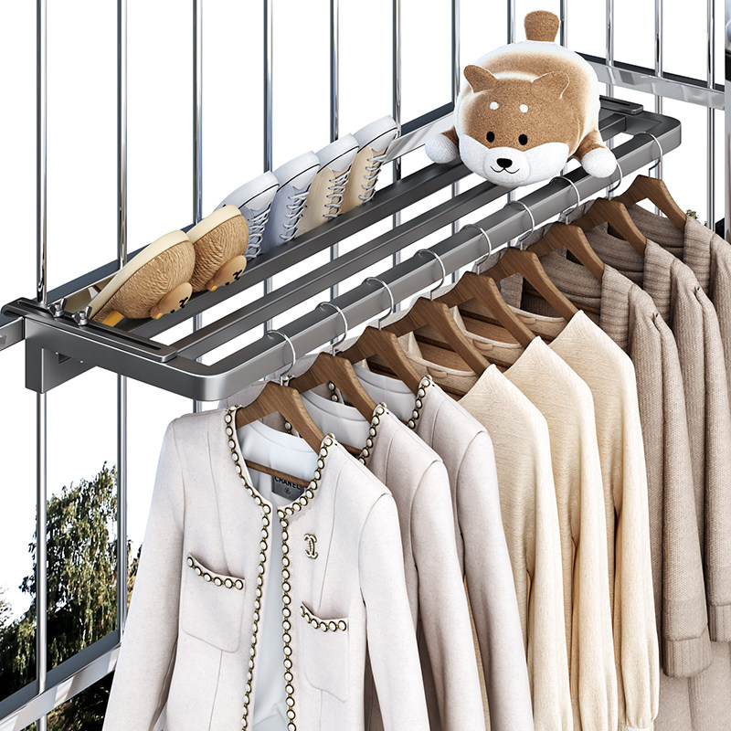 阳台晾衣神器防盗窗护栏杆窗外晾衣架窗户晾晒杆窗台伸缩晒鞋架子,收纳整理,置地/升降晾晒衣架,淘宝优惠券,粉丝福利购,淘宝优惠卷