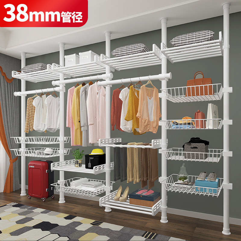 顶天立地置衣架卧室晾衣架落地杆神器免打孔伸缩挂衣服家用置物架