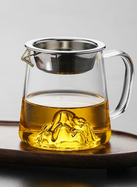 观山公道杯玻璃带茶漏一体功夫茶分茶器茶具配件透明公杯套装家用