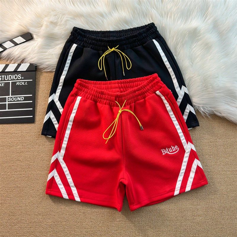 美式高街织带抽绳国潮休闲短裤男女情侣学院风运动篮球宽松四分裤,男装,短裤,淘宝优惠券,粉丝福利购,淘宝优惠卷