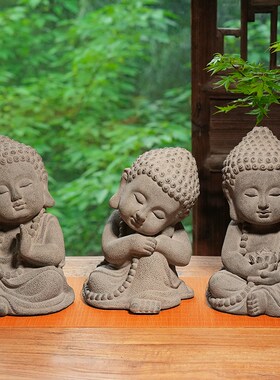 新中式禅意佛像摆件 半手工摆件仿石工艺品室内客厅书房柜子装饰