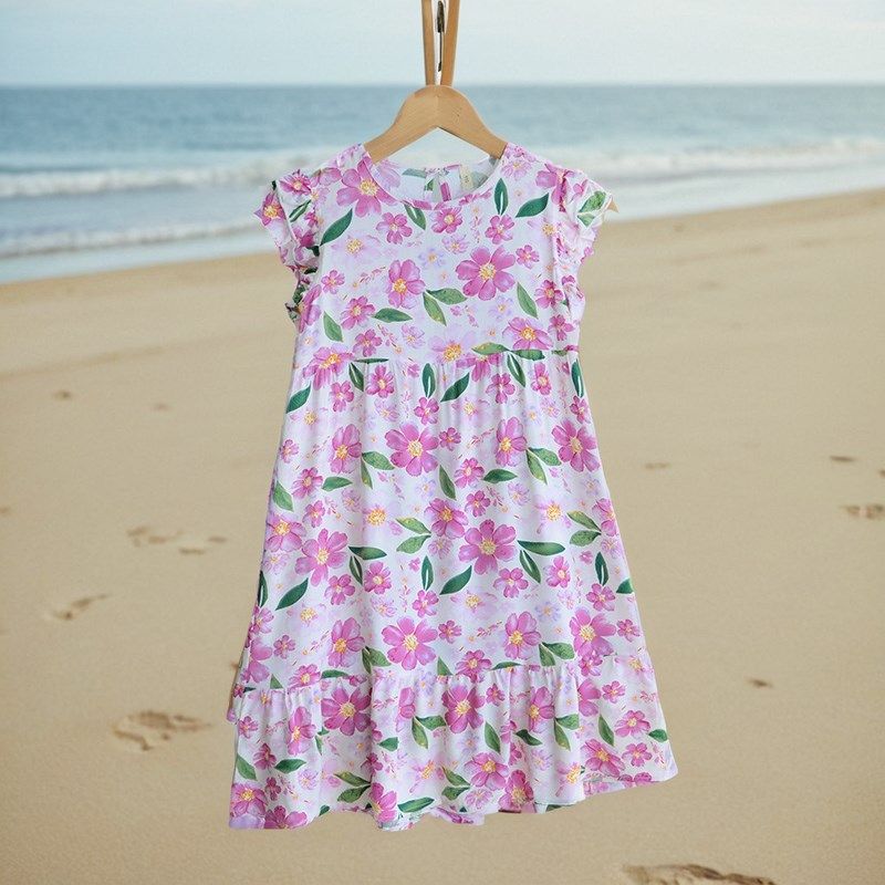 洋气凉快童装夏款儿童女童长款飞袖沙滩连衣裙宝宝绵绸碎花长裙子,童装/婴儿装/亲子装,连衣裙,淘宝优惠券,粉丝福利购,淘宝优惠卷