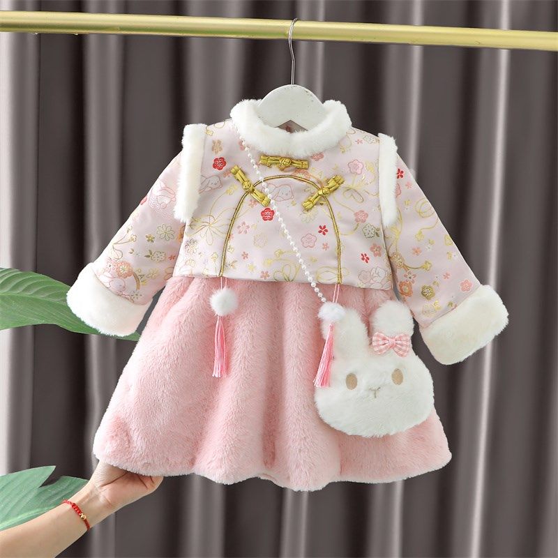 女童汉服连衣裙秋冬宝宝加绒加厚新年拜年服儿童中式唐装周岁礼服,童装/婴儿装/亲子装,汉服,淘宝优惠券,粉丝福利购,淘宝优惠卷