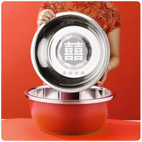 不锈钢盆子结婚喜庆新娘备婚用品红盆面盆脸盆喜字喜事洗脸盆一对,餐饮具,盆,淘宝优惠券,粉丝福利购,淘宝优惠卷
