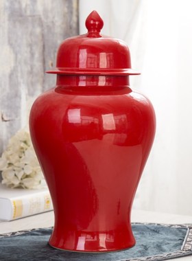 新中式陶瓷将军罐家居软装饰品摆件客厅电视柜玄关样板房家装摆设