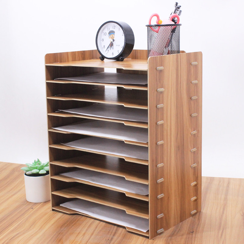 木质文档架创意桌面收纳多层数据置物架办公用品学生书架收纳层架