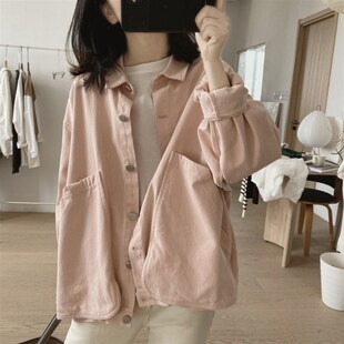 宽松大码 新款 显瘦小众设计感复古大口袋棉质上衣 外套女春秋季 工装
