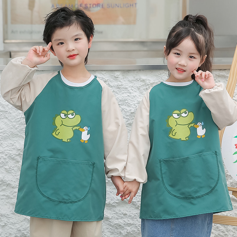 儿童画画罩衣魔术贴绘画围裙男生吃饭护衣透气防水围兜定制logo,童装/婴儿装/亲子装,反穿衣/罩衣,淘宝优惠券,粉丝福利购,淘宝优惠卷