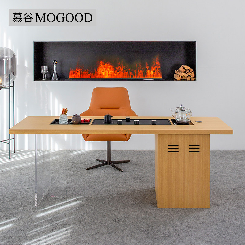 茶盘茶桌烧水壶一体嵌入式家用轻奢现代高级感极简自动上水茶台