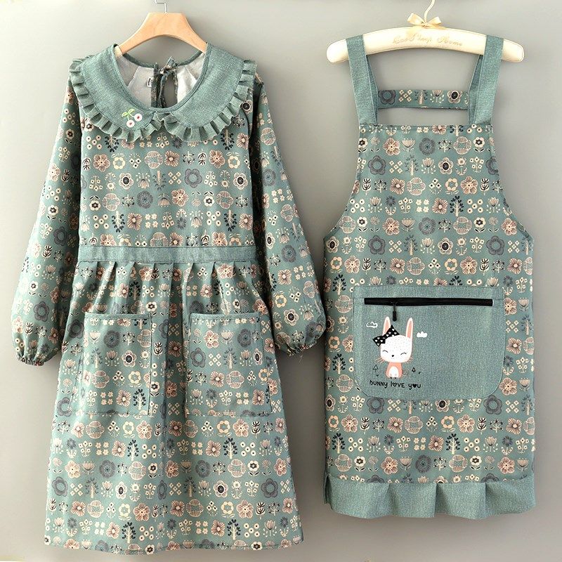 洋气新款公主风长袖围裙家用厨房做饭帆布耐磨防污时尚女罩衣工作,家庭/个人清洁工具,围裙,淘宝优惠券,粉丝福利购,淘宝优惠卷