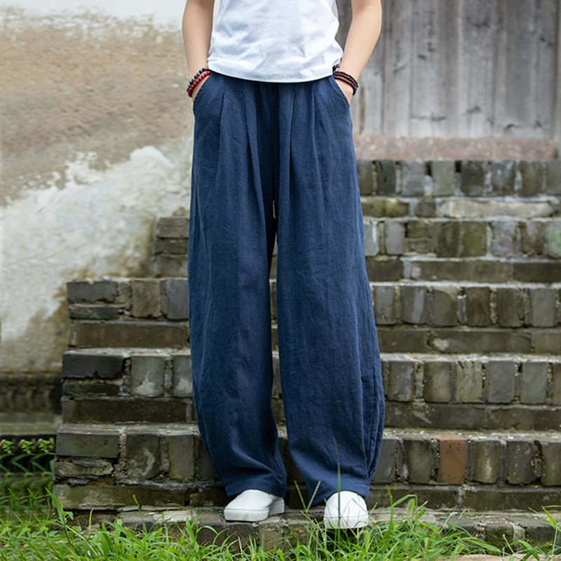 棉麻灯笼裤女春秋2021新款亚麻文艺宽松百搭休闲长裤子练功太极裤