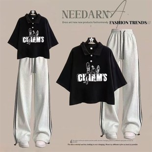 2025年夏季 套装 休闲裤 15岁 初中生流行新潮女生流行短袖