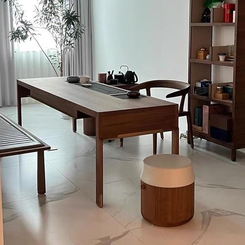 新中式茶桌2025新款轻奢胡桃木办公室接待泡茶桌家用客厅实木茶室