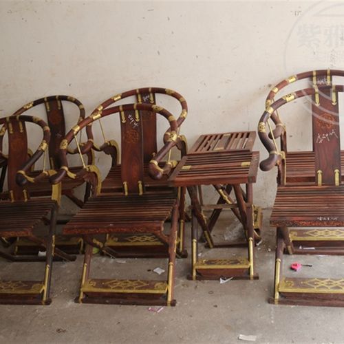 红木家具/老挝红酸枝交椅三件套交趾黄檀实木休闲折叠休闲椅圈椅