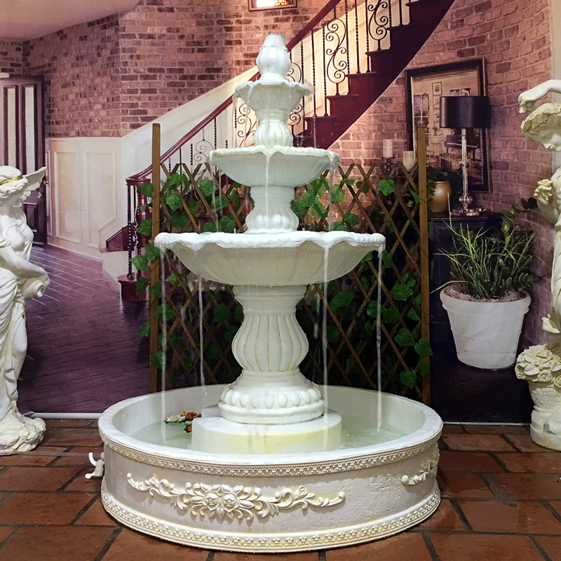 欧式多层招财雕塑流水喷泉许愿池入户花园庭院户外鱼池装饰品摆件