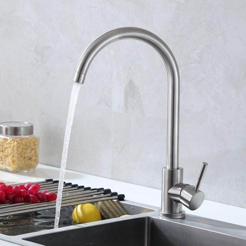 厨房水龙头冷热厨房龙头黄铜体304不锈钢洗菜盆水槽水龙头可旋转