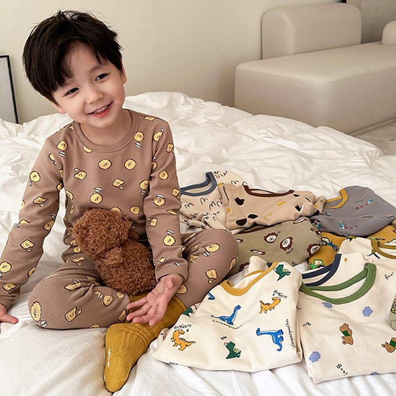 儿童秋衣卫生裤套装男女童冬季纯棉发热衣婴儿睡衣宝宝卡通棉毛衫