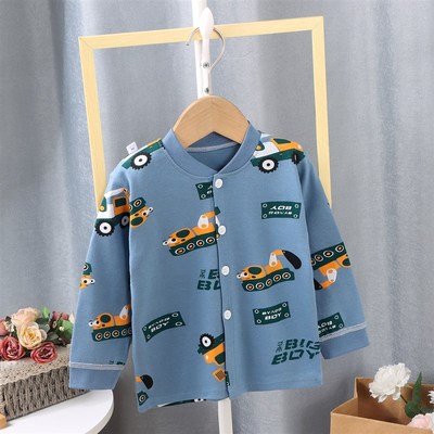 纯棉开衫宝宝秋衣打底衫婴幼儿童睡衣男童女童上衣春秋单件长袖