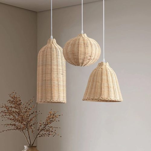 藤编吊灯新中式灯饰禅意茶室餐饮灯日式竹艺灯笼民宿茶楼仿古灯罩