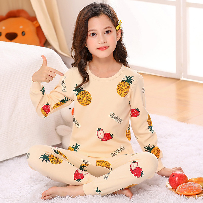 女童睡衣2023新款秋季儿童秋装冬季纯棉秋衣卫生裤女孩秋款女款秋