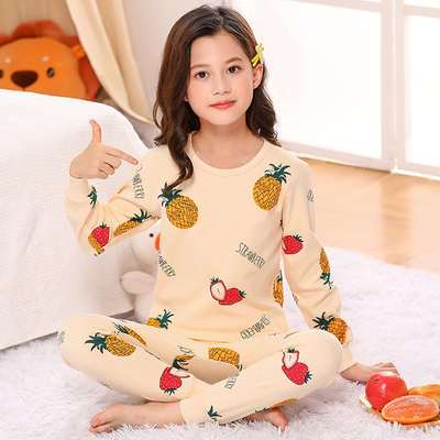 女童睡衣2023新款秋季儿童秋装冬季纯棉秋衣卫生裤女孩秋款女款秋