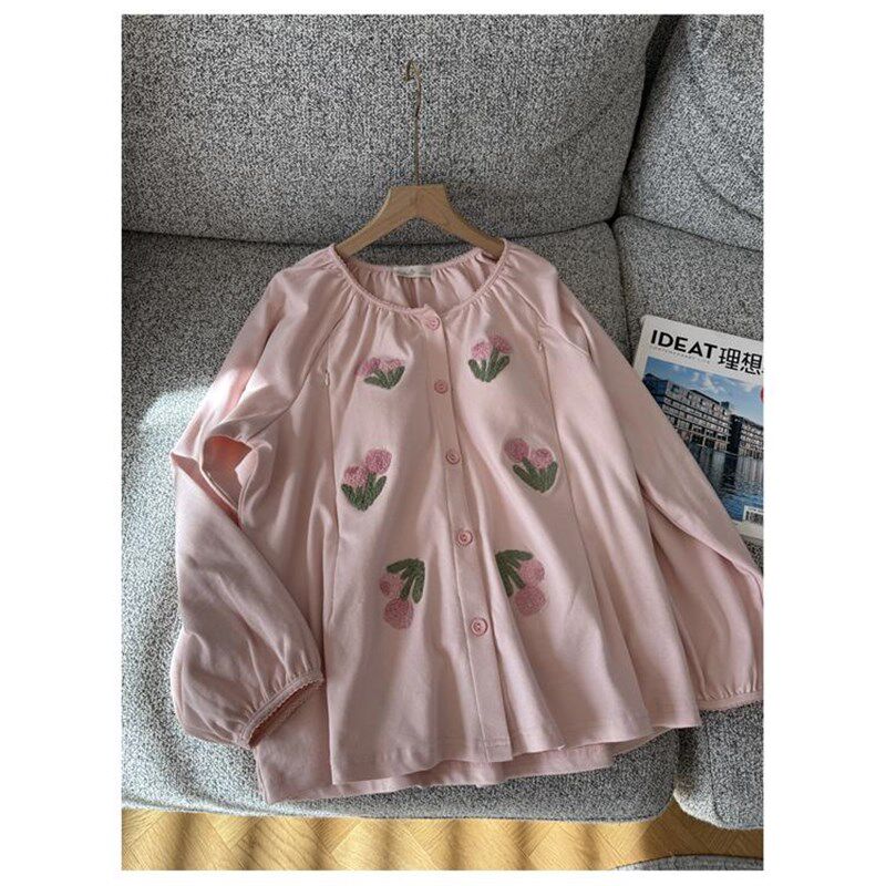日单纯棉毛巾绣家居服月子服哺乳衣上衣