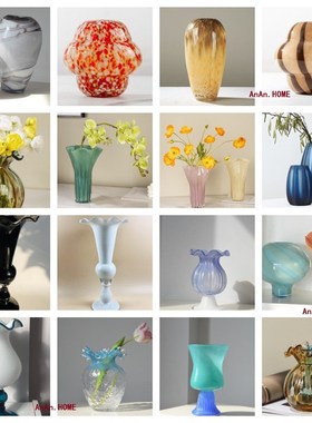 现代简约创意玻璃花瓶花器花插样板房售楼处桌面茶几电视柜玻璃瓶