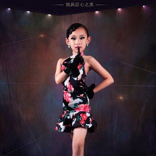 儿童拉丁舞比赛表演出服装练功服少儿新款复古旗袍款集体舞表演服
