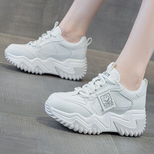 内增高老爹鞋女小个子2025春季潮新款百搭厚底小白鞋子女鞋显脚小