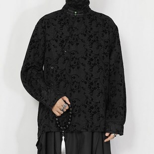 衬衫 2025新款 立领扣宽松休闲禅意长袖 汉服提花衬衣国风新中式 春装