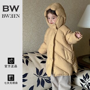 女童冬季羽绒服2024新款洋气宝宝时髦黄色加厚外套儿童连帽羽绒衣