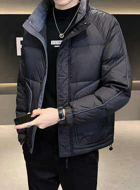 羽绒服男轻薄修身短款潮流爆款帅气立领保暖加厚冬季外套男装外套