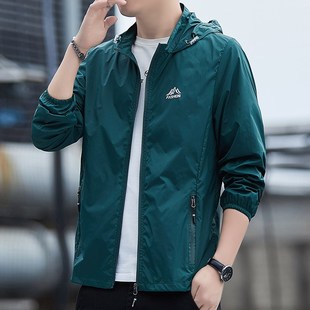 冰丝防晒服户外休闲皮肤衣钓鱼连帽夹克外套男 薄款 防晒衣男士 夏季
