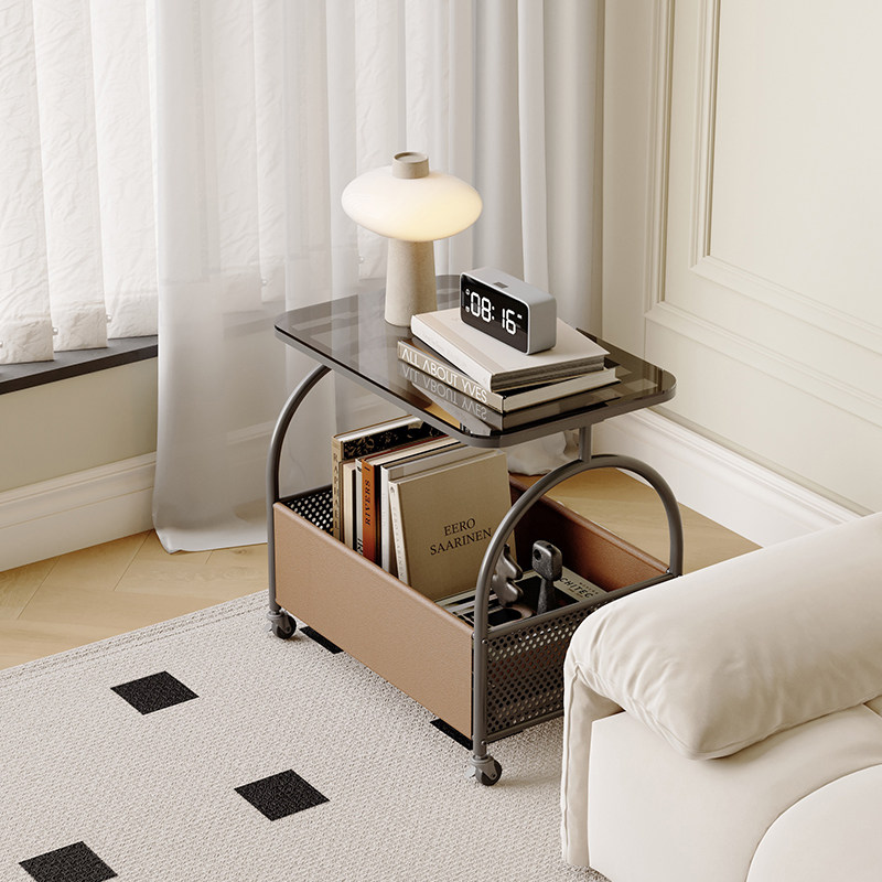 带轮可移动客厅沙发边几简约侘寂风小户型不占地小茶几玻璃小推车,住宅家具,移动边几/推车,淘宝优惠券,粉丝福利购,淘宝优惠卷