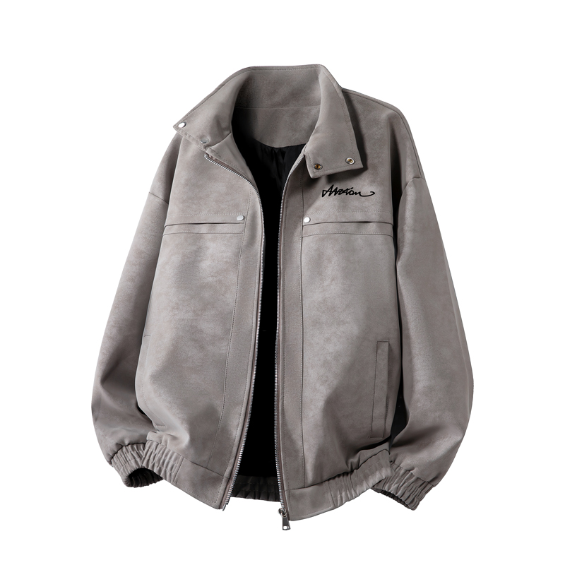 MZAO 美式复古风宽松高级感铆钉设计翻领落肩袖痞帅百搭长袖夹克