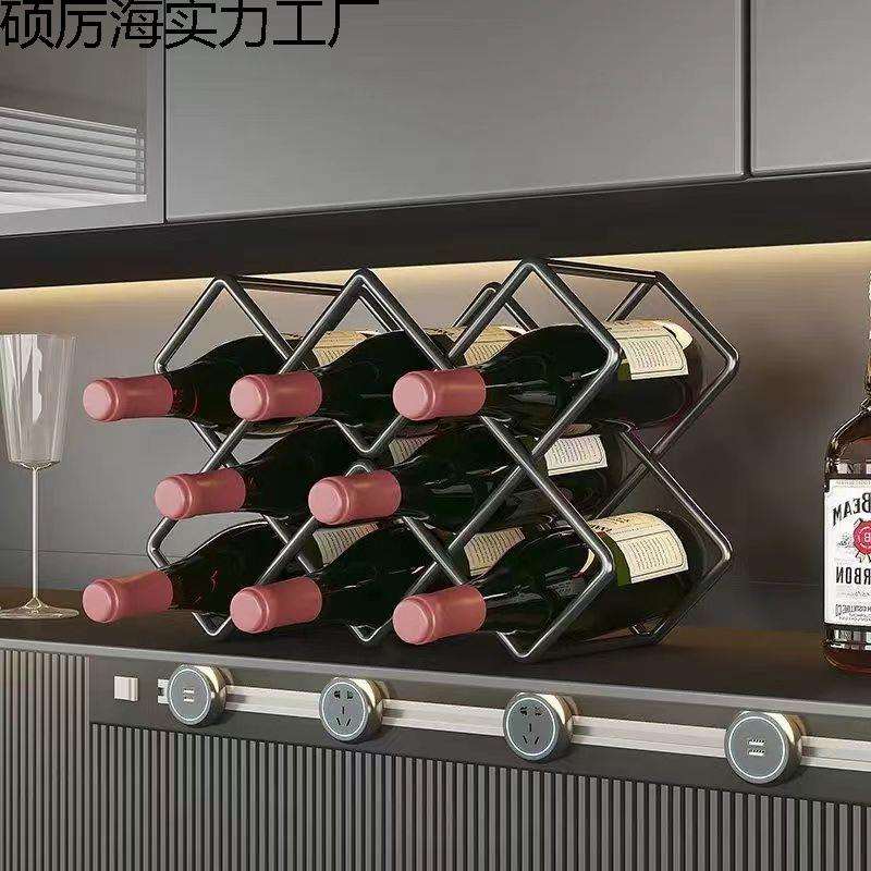红酒置物架架子客厅酒柜家用格子酒架柜内轻奢摆件摆图片