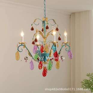 法式吊灯穆拉诺彩色艺术玻璃水果轻奢客厅餐厅卧室复古蜡烛吊灯具
