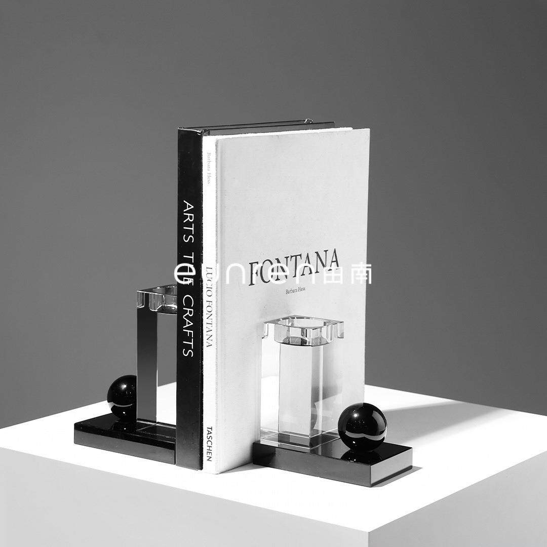 现代简约书房玄关k9水晶书档摆件蜡烛烛台座浪漫氛围感家用装饰品