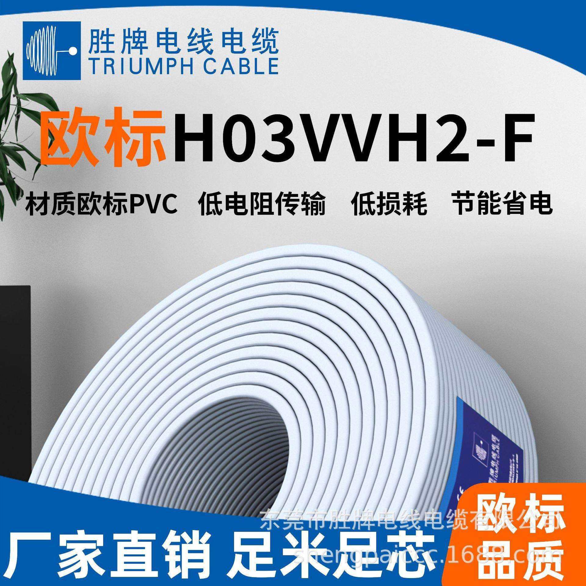 胜牌供应欧规电源线 H03VVH2-F 2*0.75欧规305米电源线 欧规电